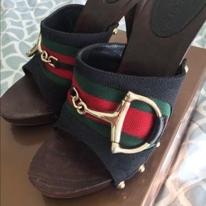 Gucci horsebit wooden mules- Black
